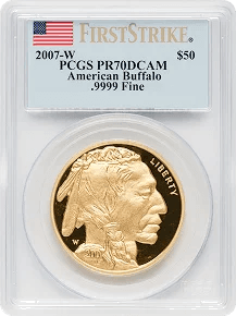 2007-W $50 One-Ounce Gold Buffalo First Strike FS Flag PCGS PR70 (506463021)