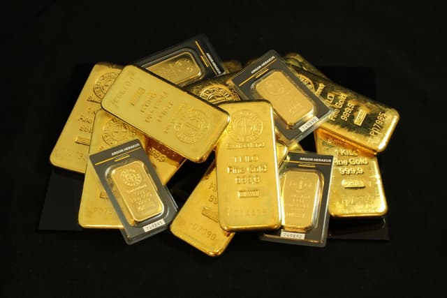A pile of gold bars