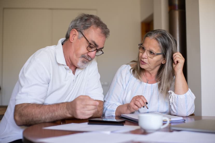 Elderly couple weighing gold IRA pros and cons
